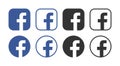 Facebook icons set. Logo of Facebook social network. Vector